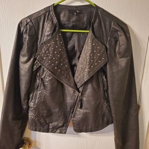 Studded black leather jacket